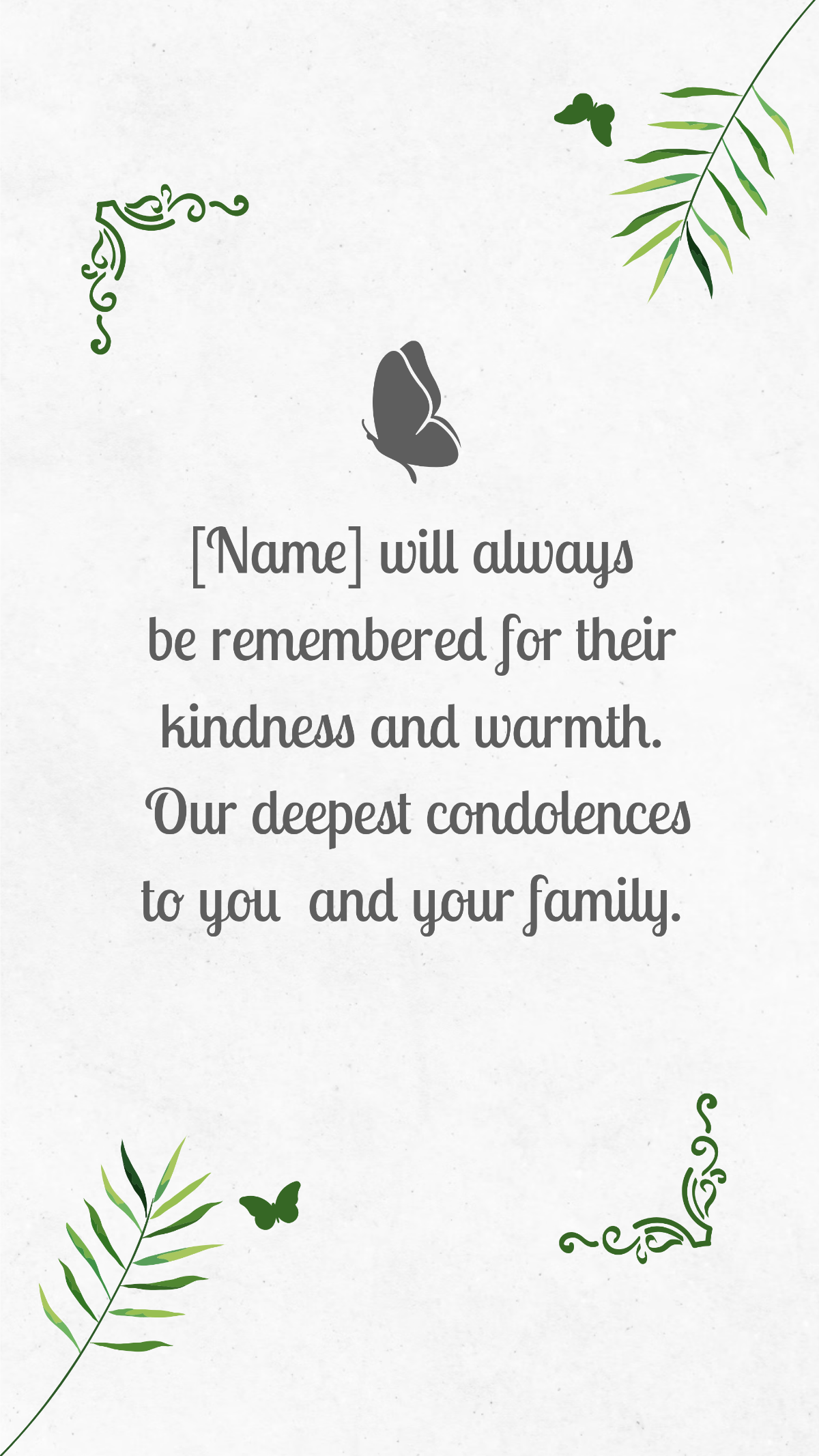 Condolence Message On Death Template