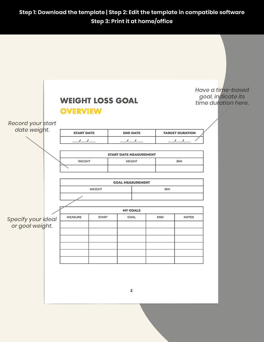 Nutrition Fitness Planner Template