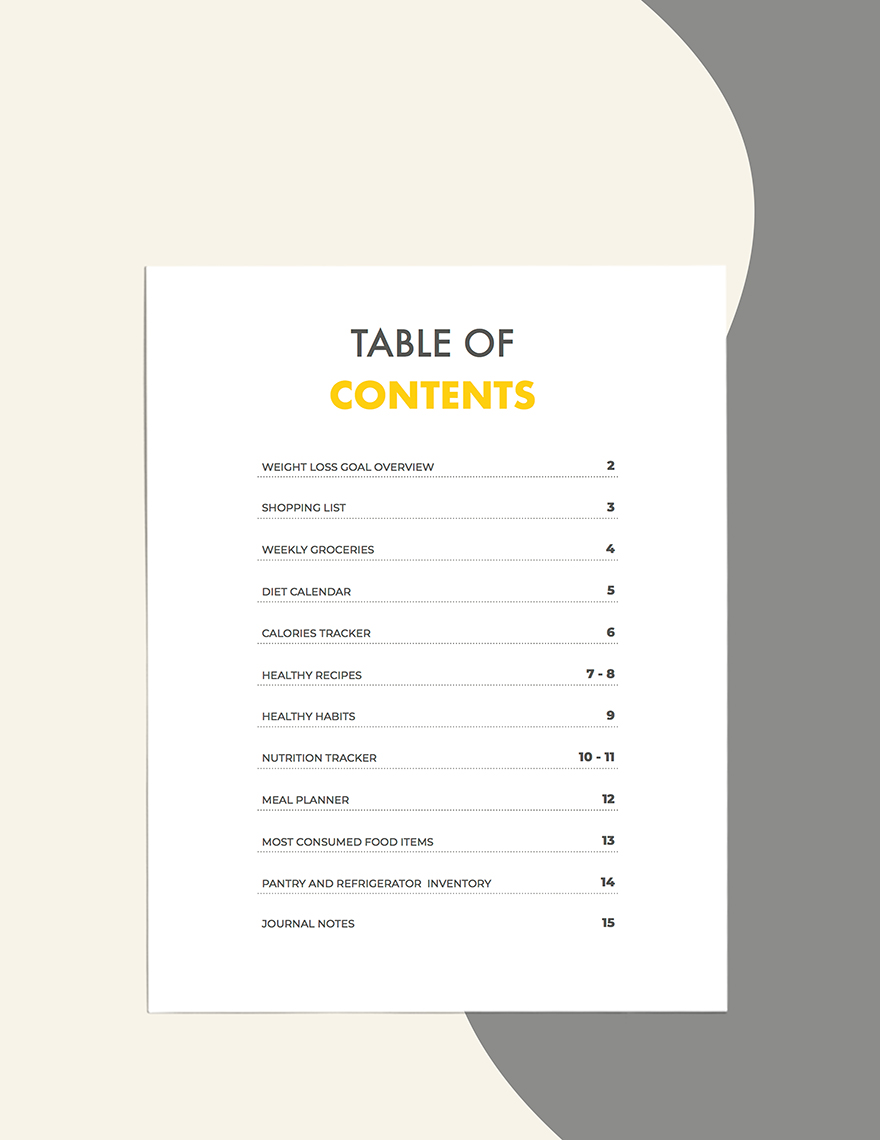 Nutrition Fitness Planner Template