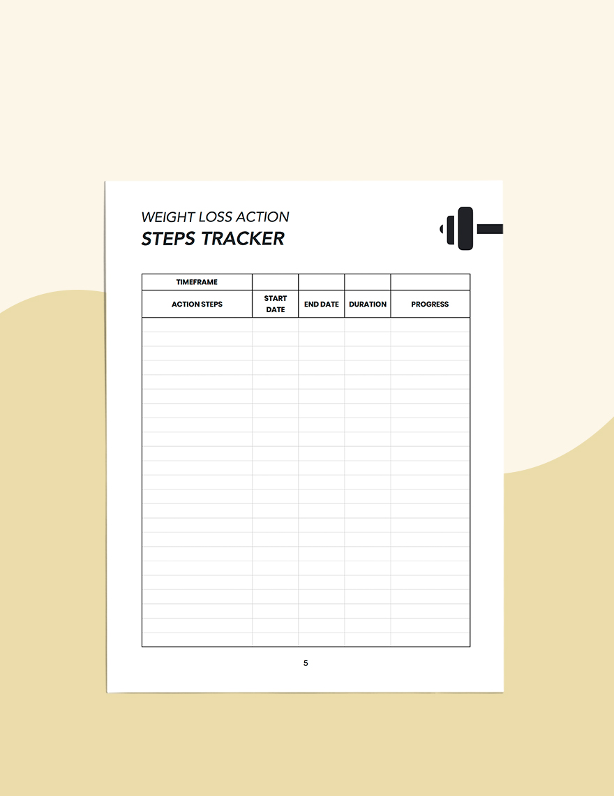 Weight Loss Fitness Planner Template