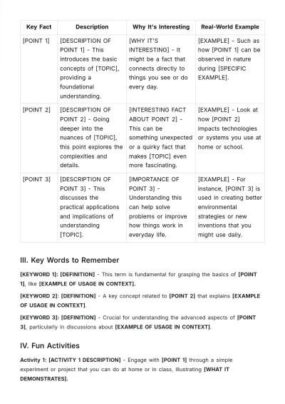 Free Brief Summary for Kids Template to Edit Online