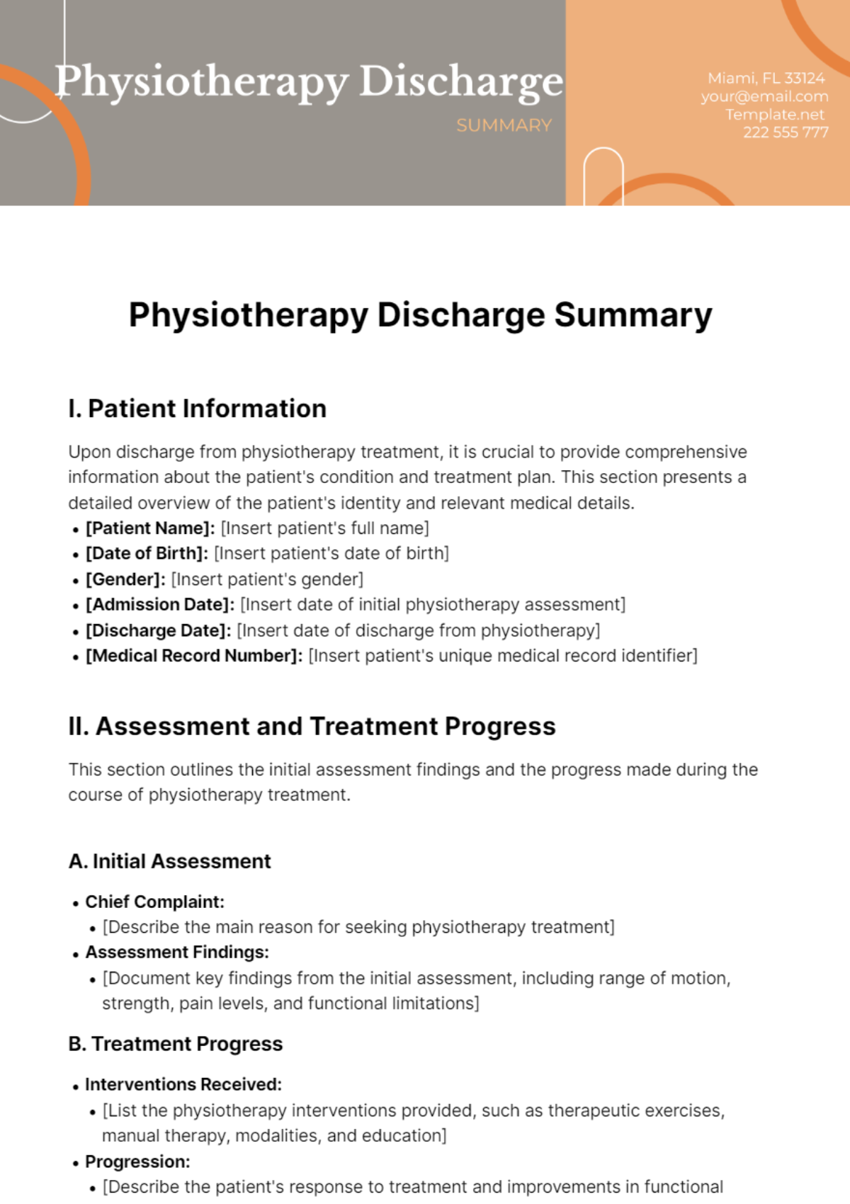 Free Physiotherapy Discharge Summary Template