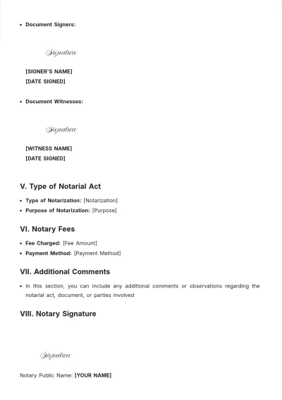 Free Classic Journal of Notary Events Template to Edit Online