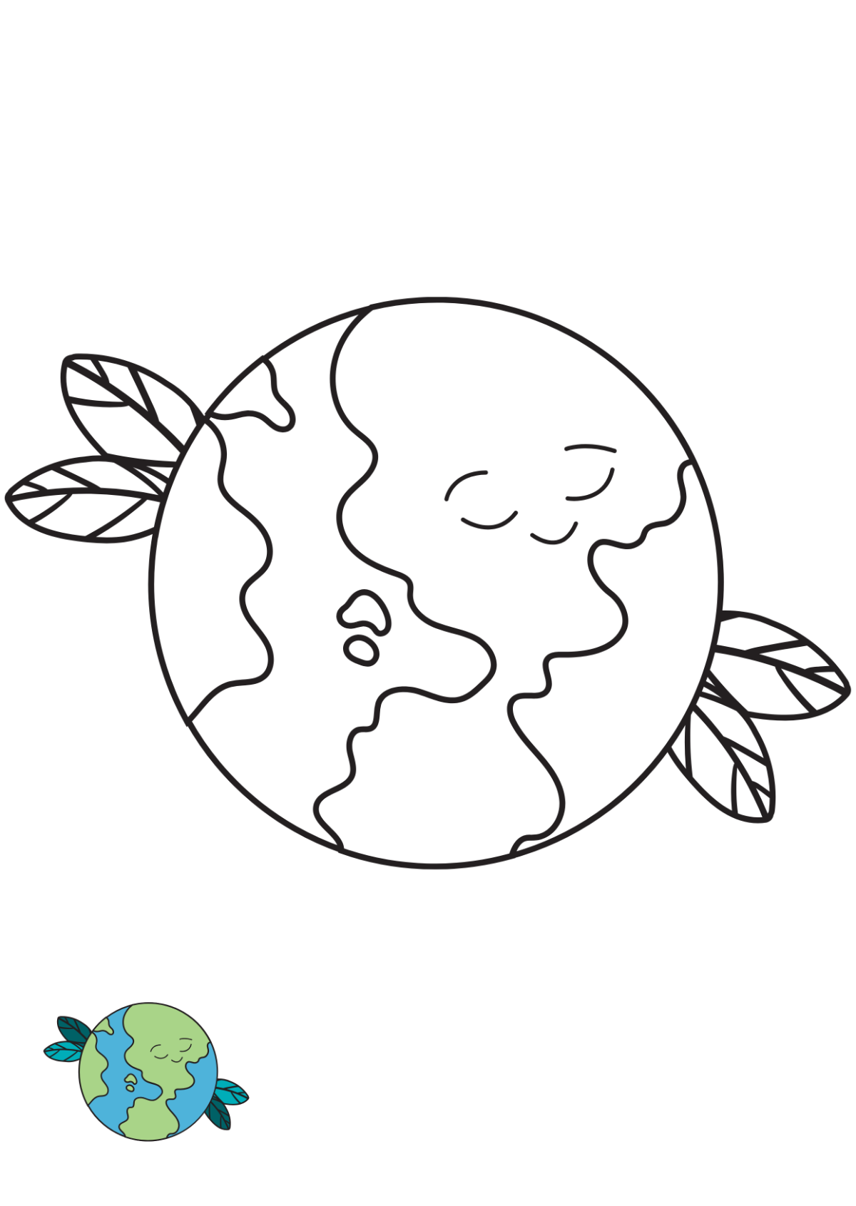 Preschool Earth Day Coloring Page Template
