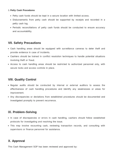Free Cash Management SOP Template to Edit Online
