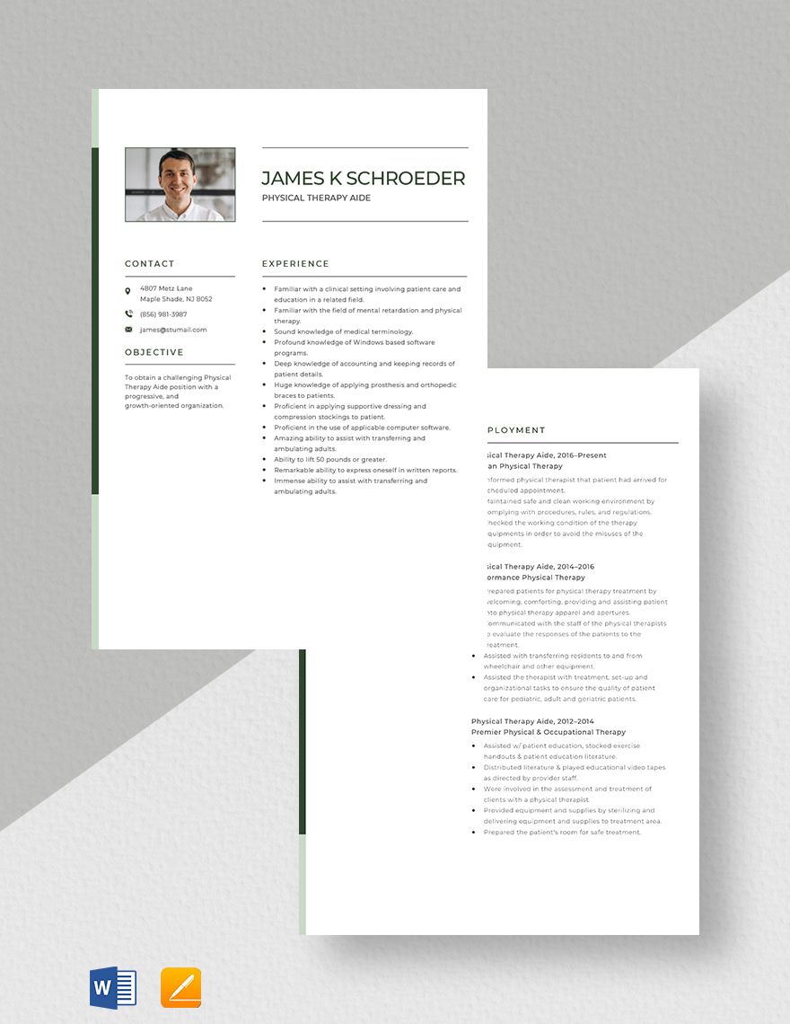 Physical Therapy Aide Resume