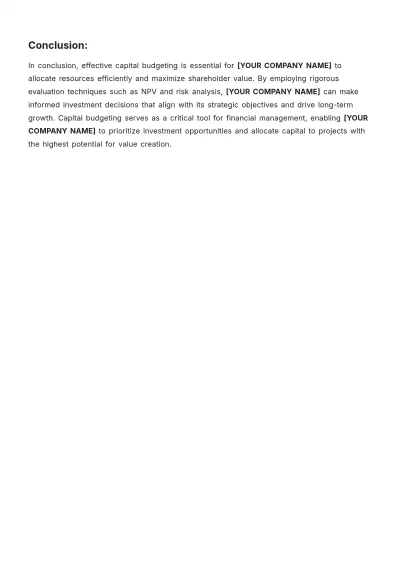 Free Summary of Article on Capital Budgeting Template to Edit Online