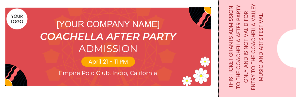 Free Coachella After Party Ticket Template