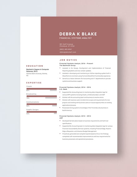 Financial Systems Analyst Resume Template