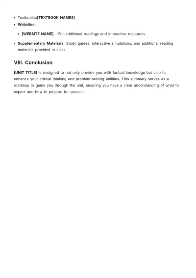 Free Middle School Objective Summary Template to Edit Online