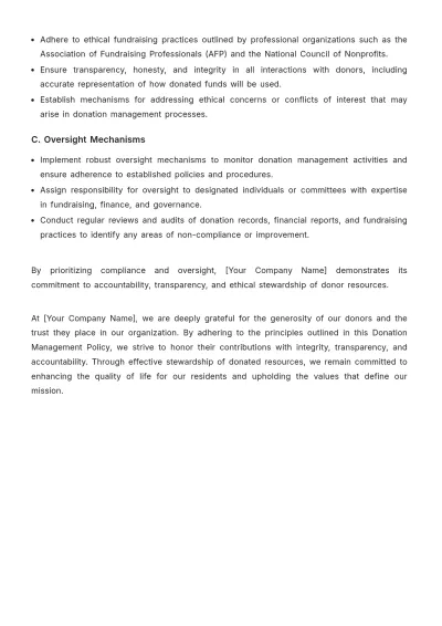 Free Nursing Home Donation Management Policy Template to Edit Online