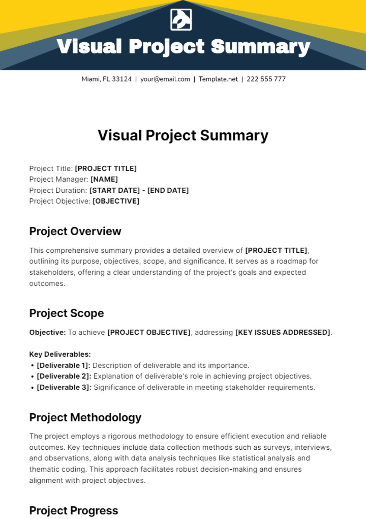 Free Visual Project Summary Template