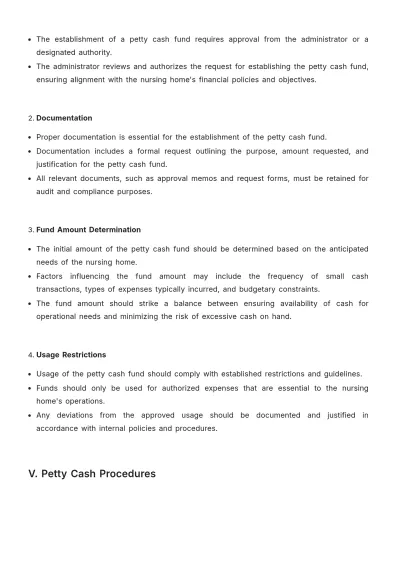Free Nursing Home Petty Cash Management Procedure Template to Edit Online