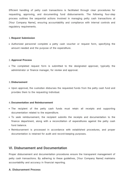 Free Nursing Home Petty Cash Management Procedure Template to Edit Online