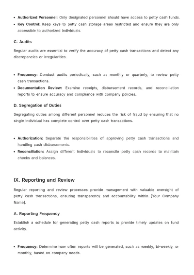 Free Nursing Home Petty Cash Management Procedure Template to Edit Online