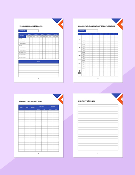 exercise and fitness planner template word doc apple mac pages