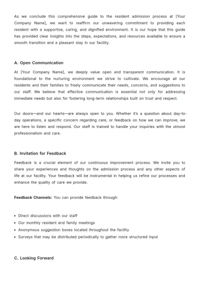 Free Nursing Home Resident Admission Process Guide Template to Edit Online