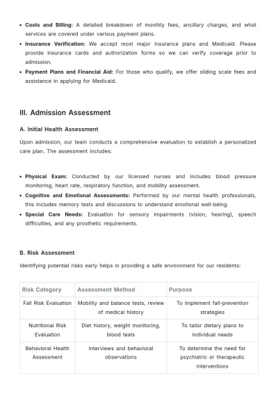 Free Nursing Home Resident Admission Process Guide Template to Edit Online
