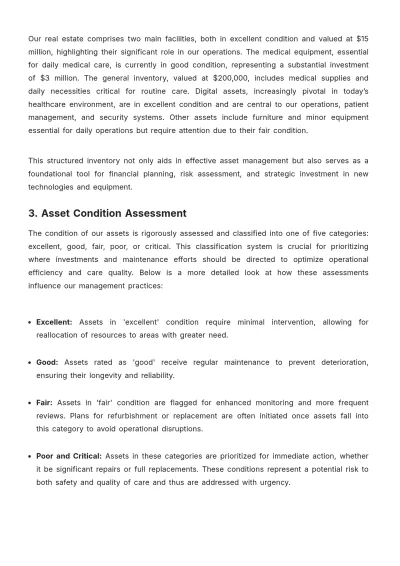 Free Nursing Home Asset Management Plan Template to Edit Online