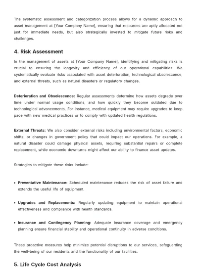 Free Nursing Home Asset Management Plan Template to Edit Online