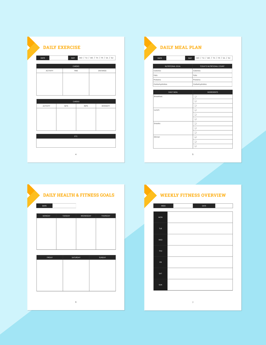 Daily Fitness Planner Template