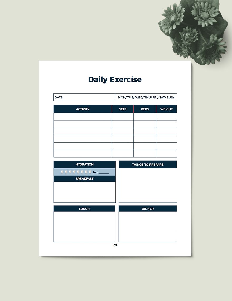 Digital Fitness Planner Template