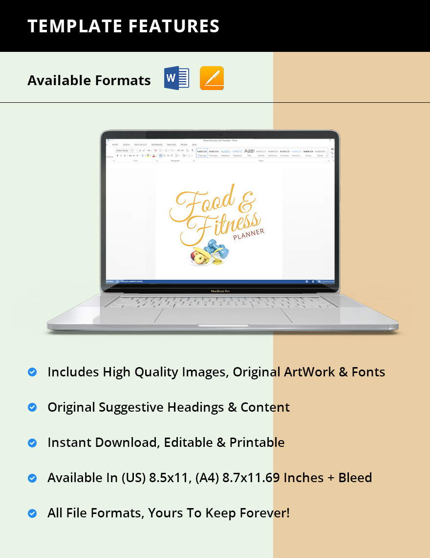 Food & Fitness Planner Template