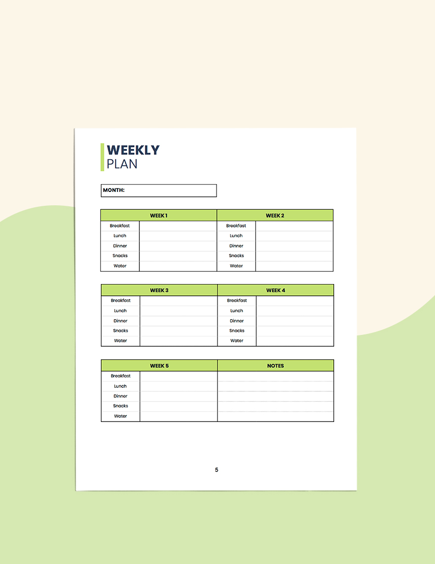 Food & Hydration Planner Template