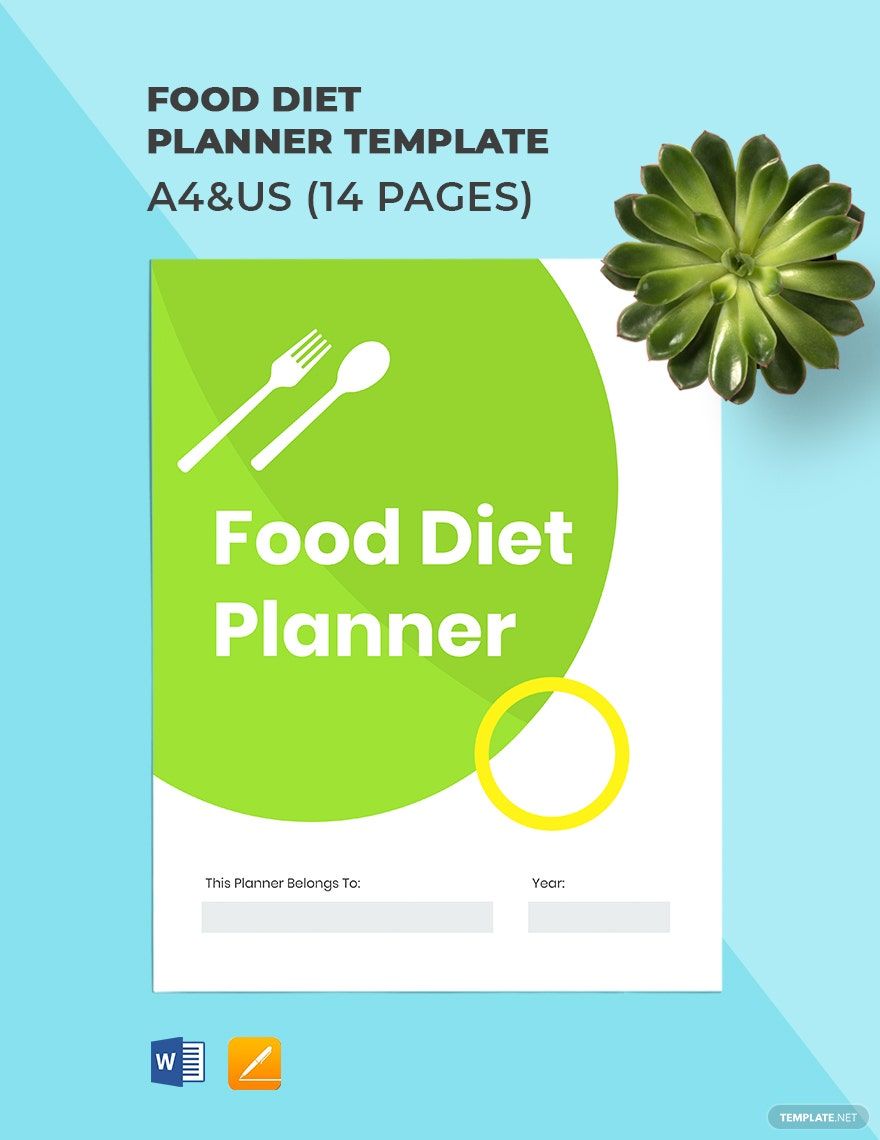 Food Diet Planner Template in Word, Apple Pages