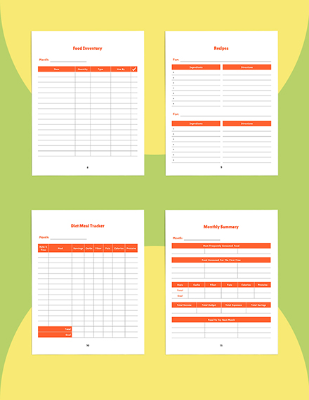 Monthly Food Planner Template Example
