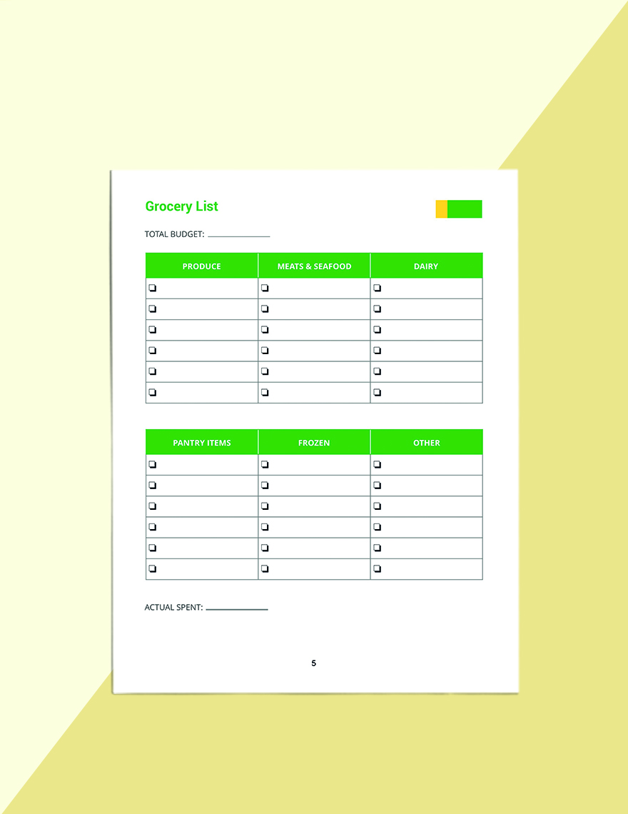 Daily Food Planner Template