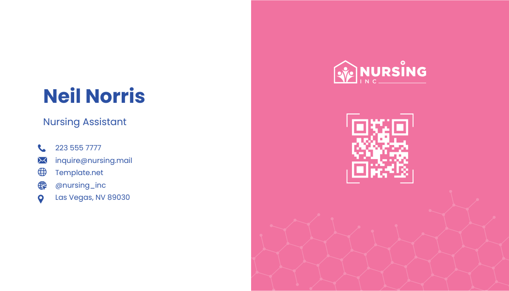 Certified Nursing Assistant Business Card Template
