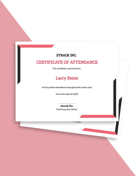 Simple Attendance Certificate Template