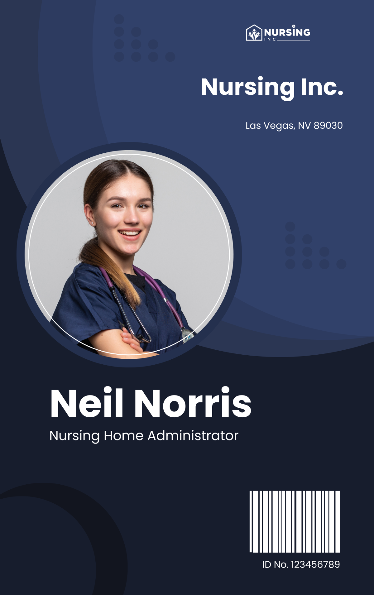 Nursing Home Administrator ID Card Template - Edit Online & Download