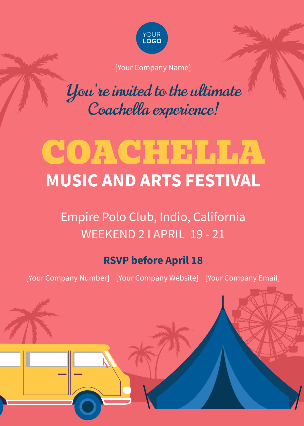Printable Coachella Invitation Template