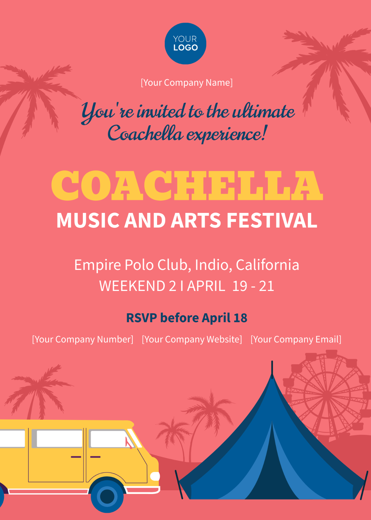 Free Printable Coachella Invitation Template