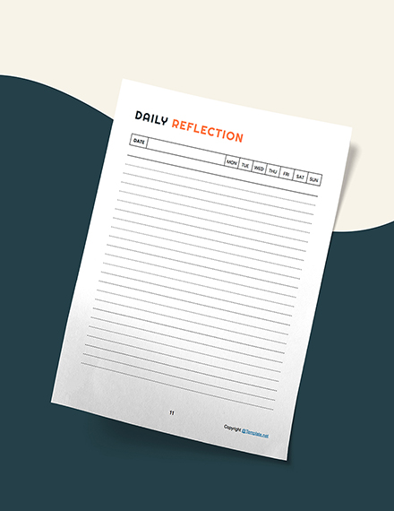 Printable Training Planner Daily Reflection
