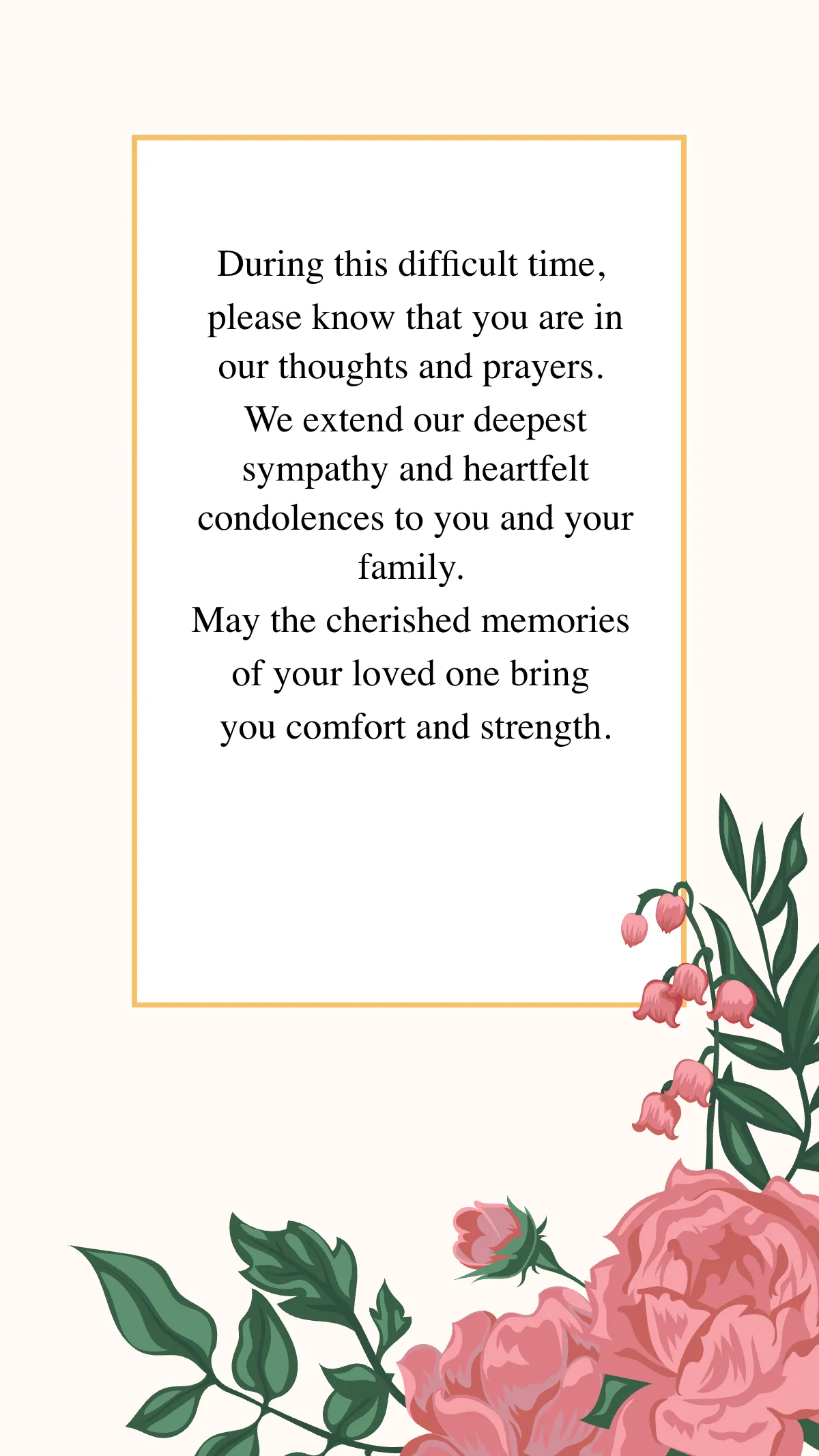 Free Deepest Sympathy Condolence Card Template to Edit Online