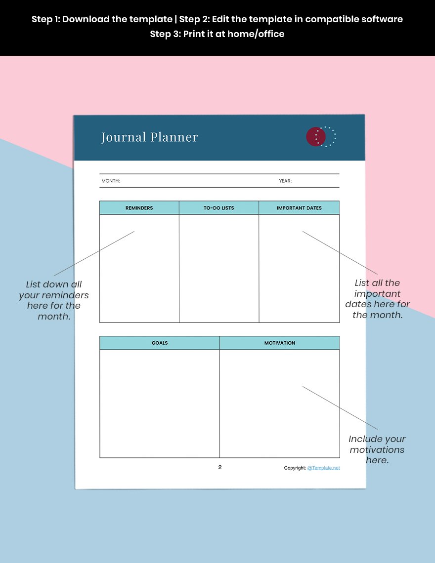 Printable Journal Planner Printable
