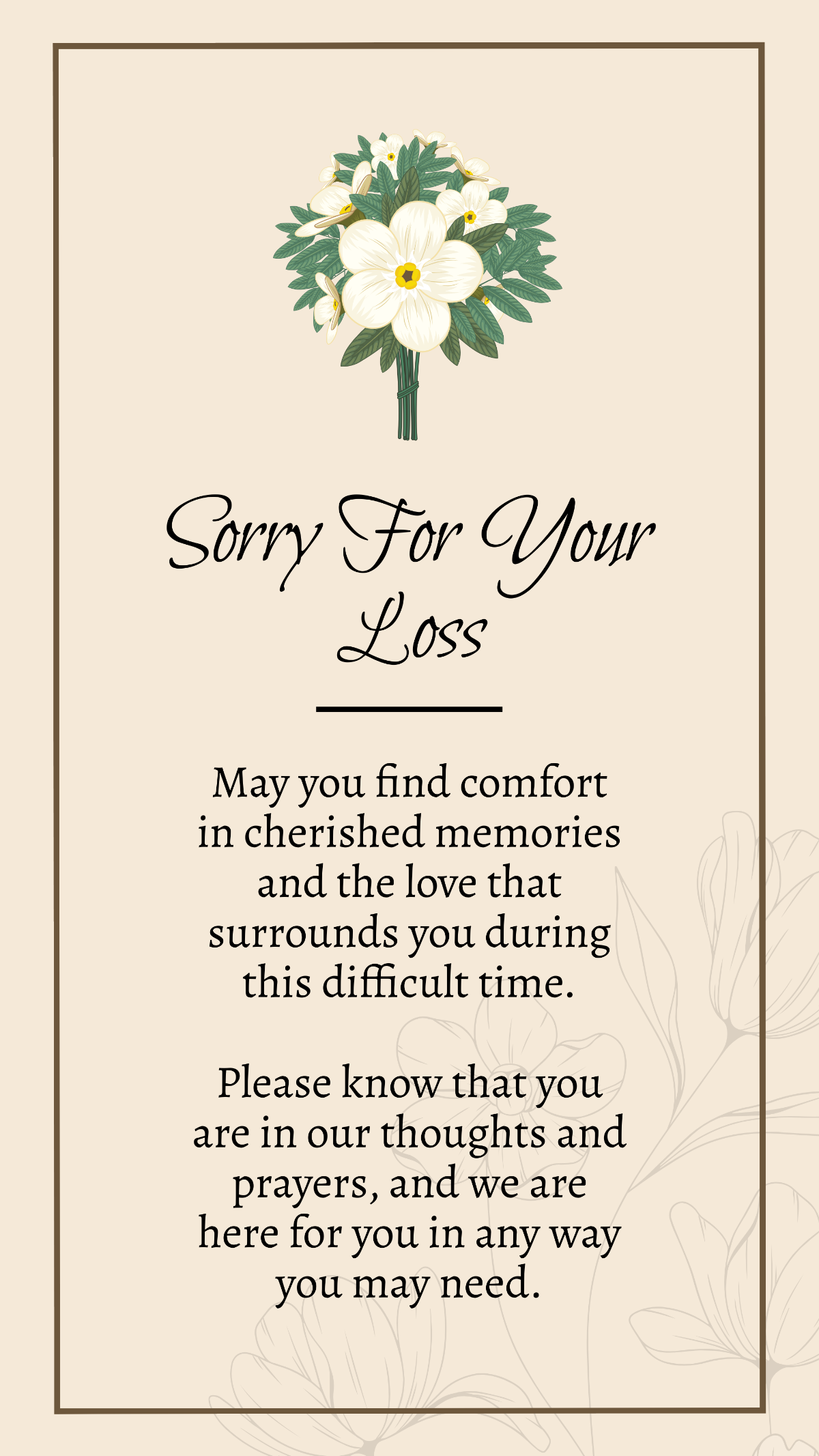 Condolence Card Regarding Sorry For Loss