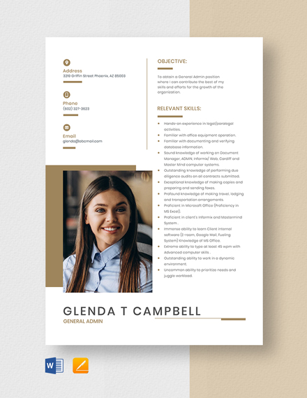 Free Sales Admin Assistant Resume Template - Word, Apple Pages 