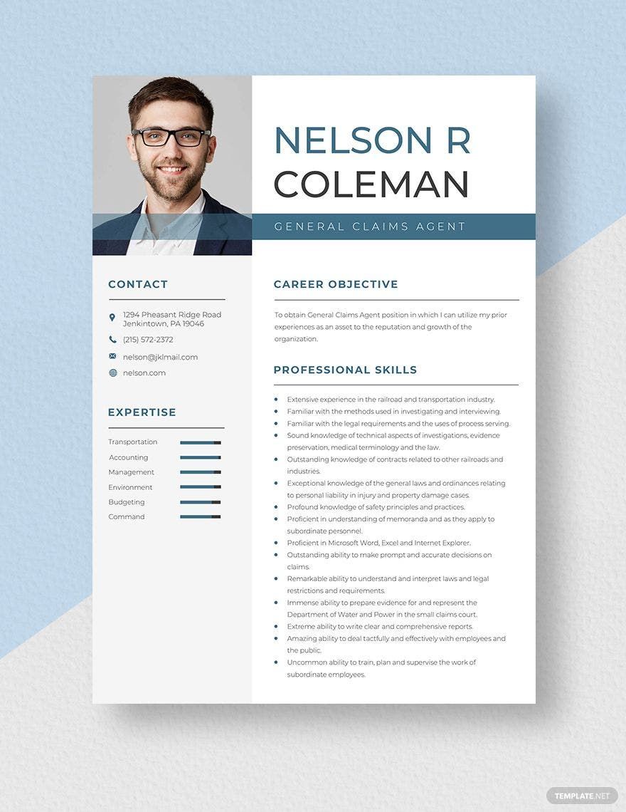 General Claims Agent Resume