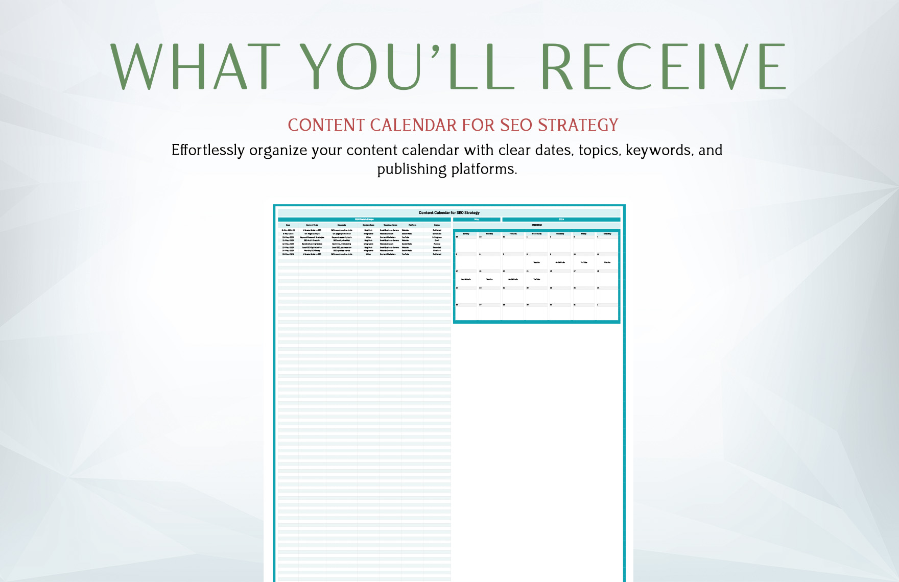 Content Calendar for SEO Strategy Template