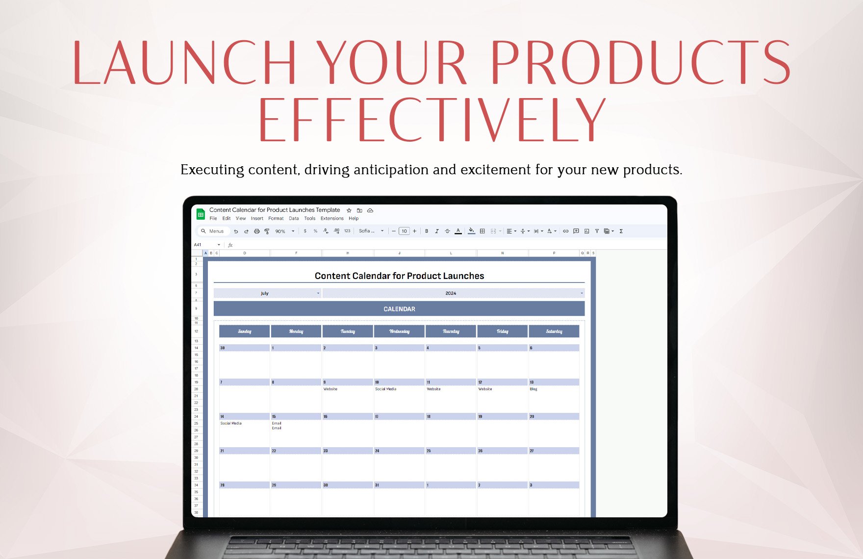 Content Calendar for Product Launches Template