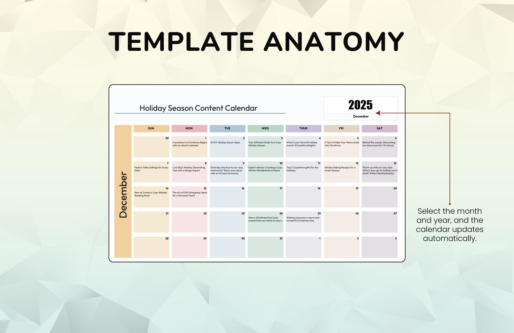 Holiday Season Content Calendar Template