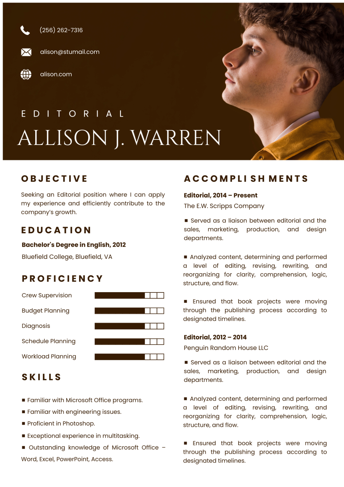 Free Editorial Resume Template
