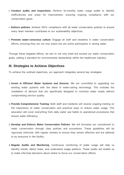 Free Nursing Home Water Conservation Plan Template to Edit Online