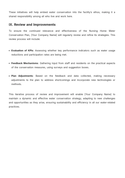 Free Nursing Home Water Conservation Plan Template to Edit Online