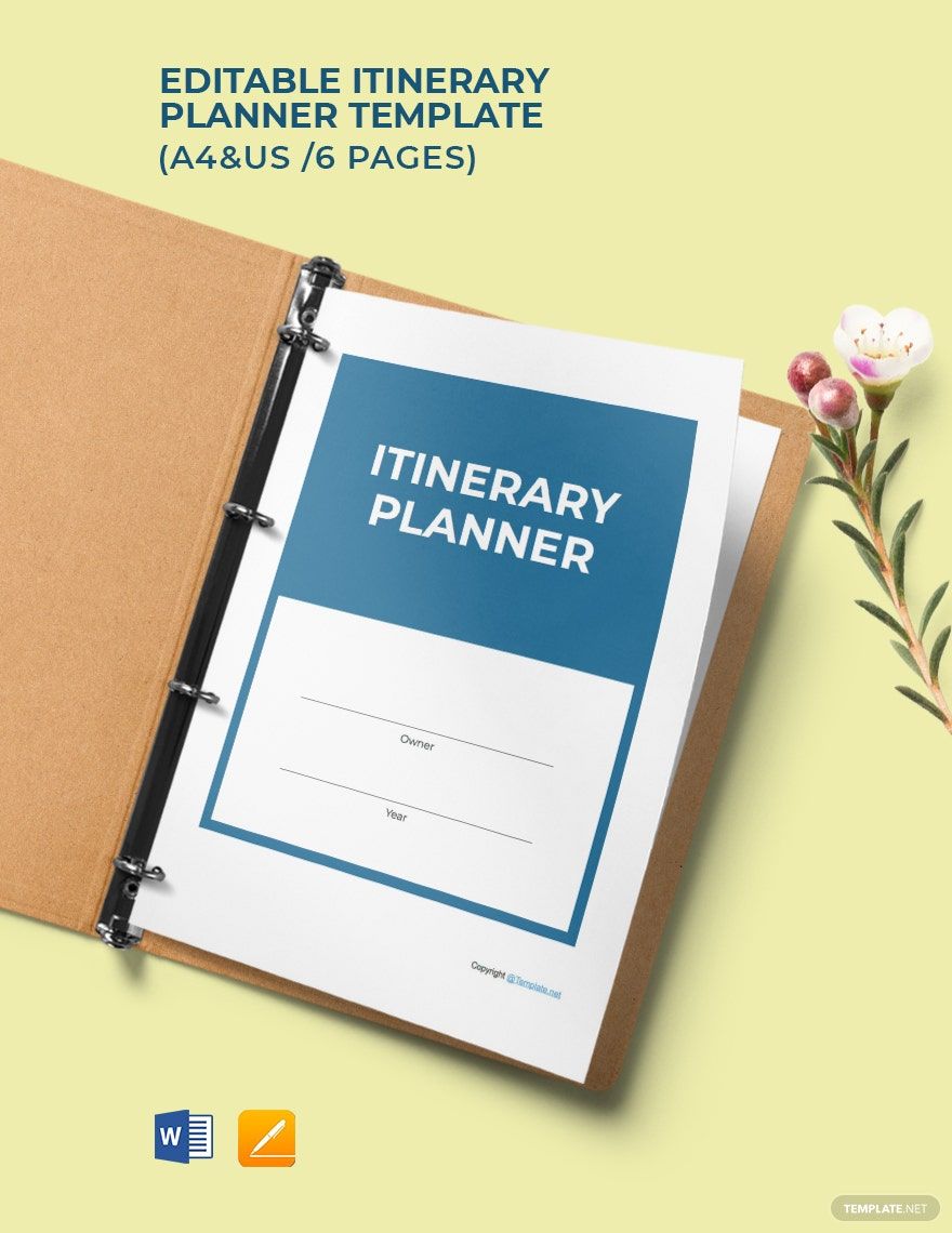 Editable Itinerary Planner Template