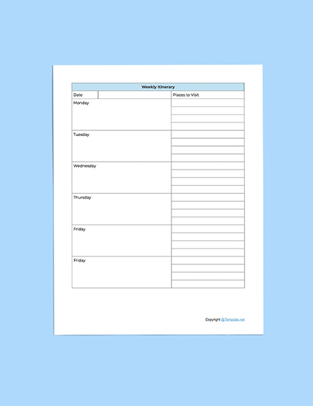 FREE Printable Itinerary Planner Word Pages Google Doc